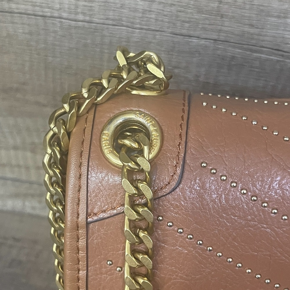 Yves Saint Laurent Brown Quilted Leather Shoulder Bag with Chain Strap - Picture 9 of 13